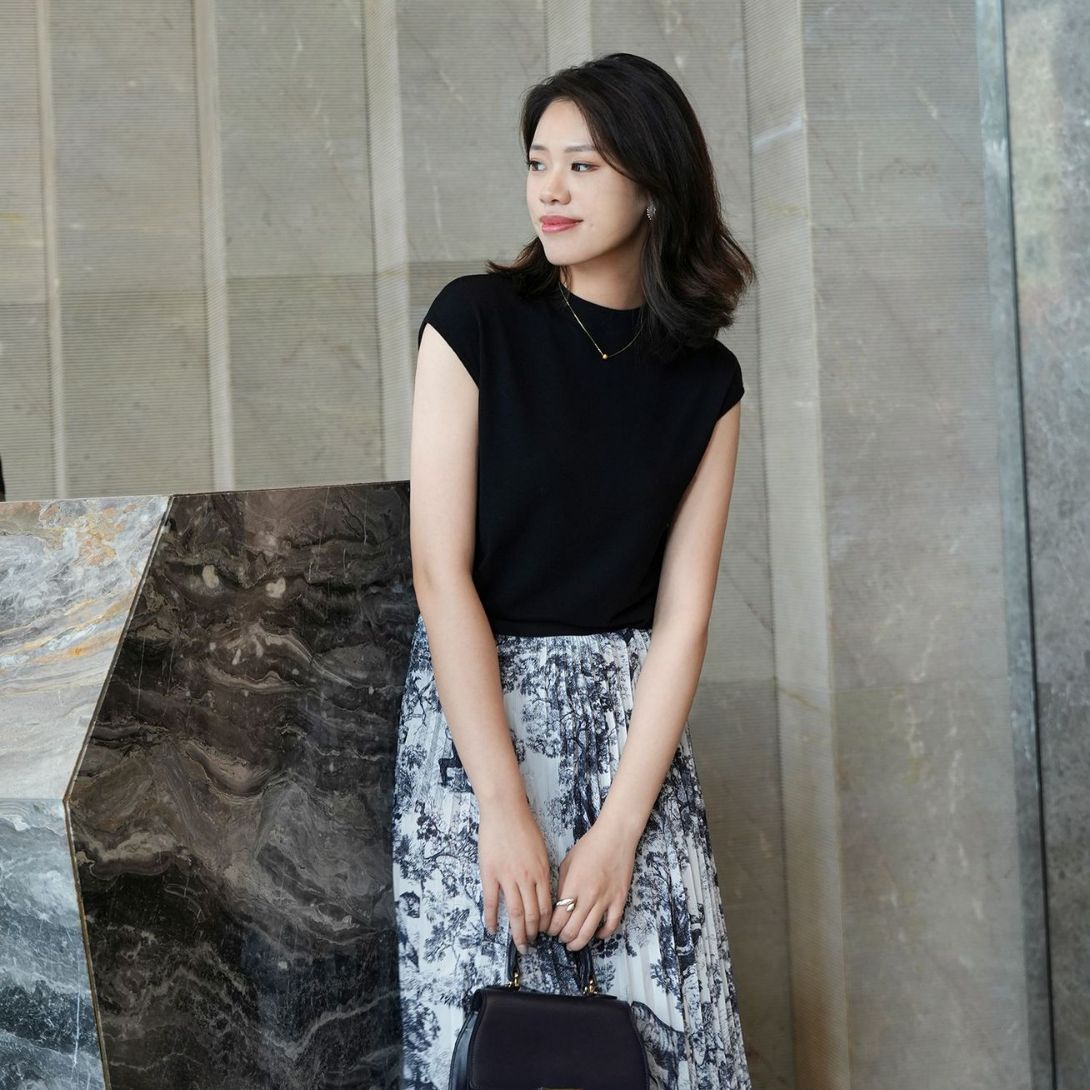 Summer elegant colored long skirt