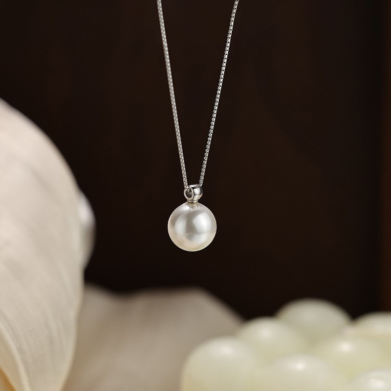 S925 Silver High-grade Pearl Necklace Female Niche Design Sense 2023 New Explosive Simple Temperament Sterling Silver Clavicle Chain