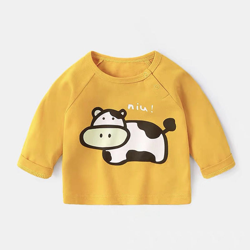 赤ちゃんの春と秋のtシャツの長袖の純綿はかわいいです。