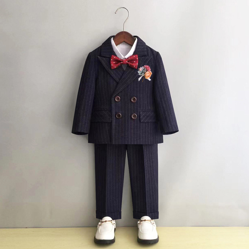 Boys' suit dress new autumn and winter flower girl wedding dress performance clothing for children and children British performance clothing for baby one year old