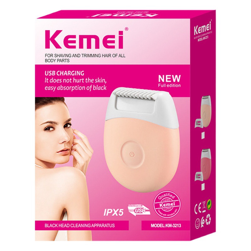 Afeitadora Kemei para mujer KM-3213, dispositivo de depilación recargable, dispositivo de depilación eléctrico portátil resistente al agua para todo el cuerpo