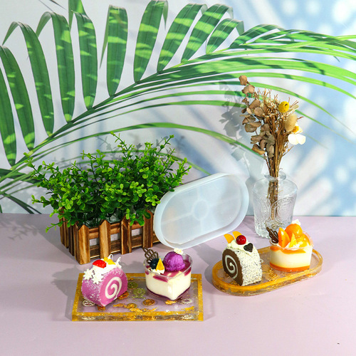 Proud diy glue mold oval rectangular tray silicone mold mirror storage ornaments cross-border exclusive supply