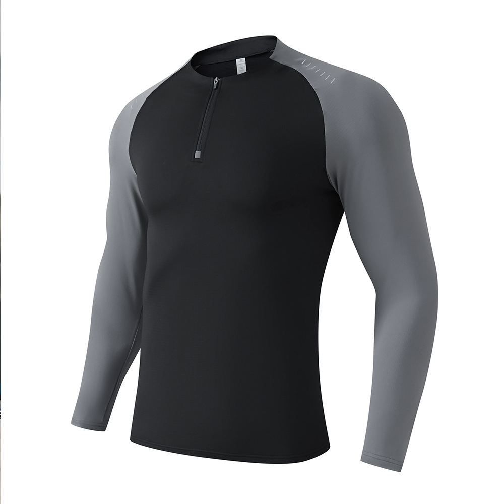 Camiseta deportiva al aire libre, ropa de secado rápido de manga larga, hombre y mujer, carrera, media cremallera, camiseta deportiva de entrenamiento, ropa de fitness