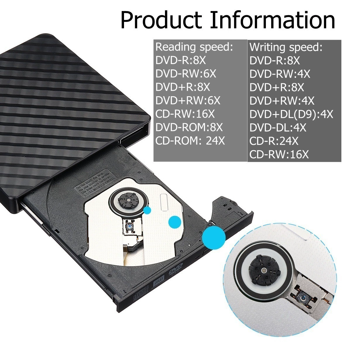 Компьютер портативный поп-ап внешний регистратор USB 3.0 DVD RW CD привод
