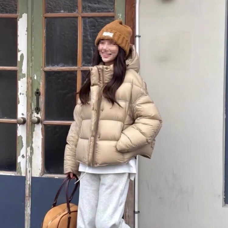 Green Short Puffer Jacket for Women, Winter Lime Green Hooded Cotton Coat