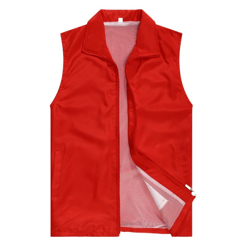 Двухслойный сетчатый волонтерский красный жилет ЛОГОТИП жилет для добровольцев комбинезон для супермаркетов рекламный жилет с печатью