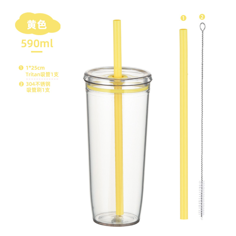 Nuevo Modelo 2026, Vaso de Tritán de 590 ml con Pajita, para Té con Leche, Café, Multicolor, de Gran Capacidad