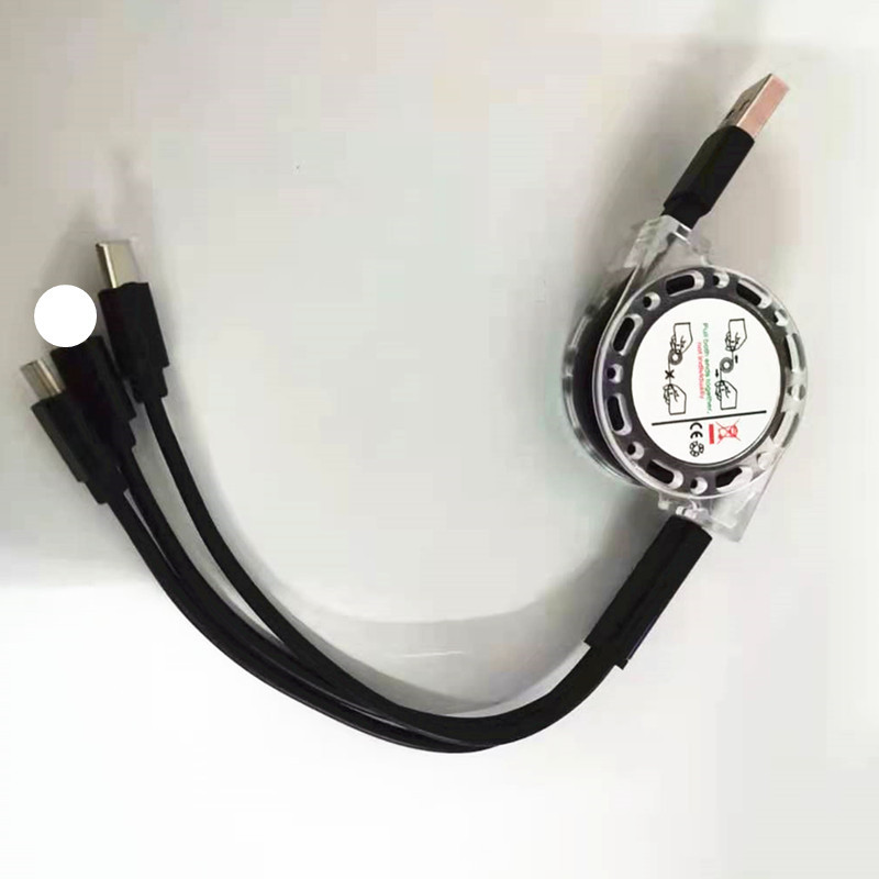 包邮伸缩一拖三数据线礼品批发收缩充电线三合一快充线多头收纳线详情8