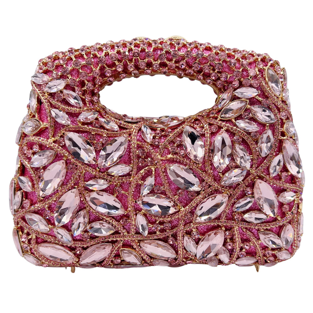 Clutch transfronterizo nuevo bolso de banquete de cristal hueco con diamantes, cadena de banquete de mano bolso de mujer