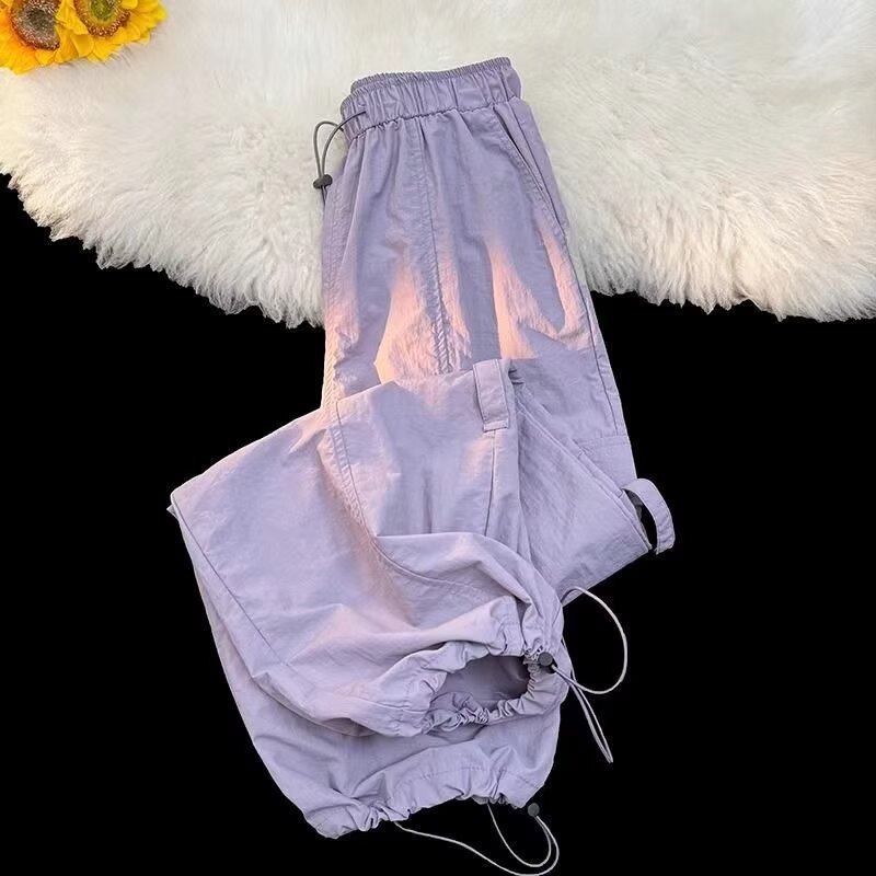 Dopamine Purple Parachute Quick-Dry Pants for Men and Women, Summer Thin Style, Breathable Ice Silk Straight-Leg Workwear Casual Pants Dopamine Purple Parachute Quick-Dry Pants for Men and Women, Summer Thin Style, Breathable Ice Silk Straight-Leg Workwear Casual Pants