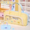 [Portable Pain Bag Pen Case] Puff Pink Grid