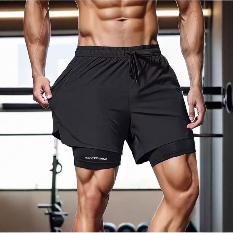 American Summer New Swimming Fitness Shorts Breathable Quick-Drying Three-Point Men's Pants with Lining Training Pants Trend