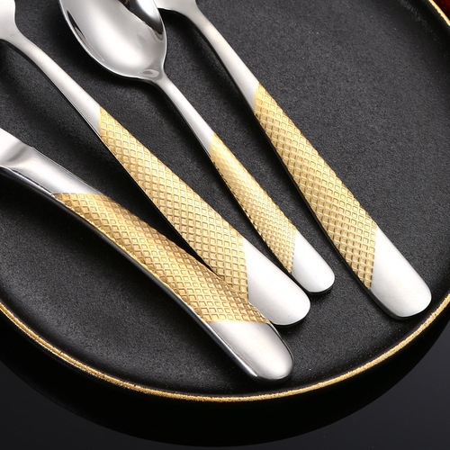 Stainless steel tableware creative star diamond restaurant hotel steak knife and fork coffee spoon cross-border Amazon gift