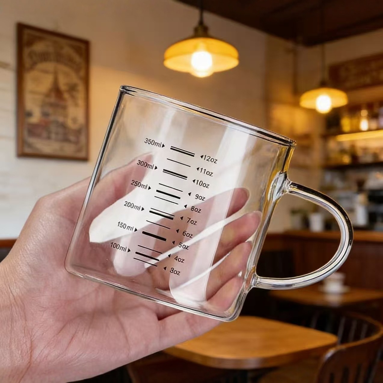 Taza de vidrio de alta borosilicona de grado alimenticio in-viento taza de agua de vidrio taza de leche transparente resistente a altas temperaturas