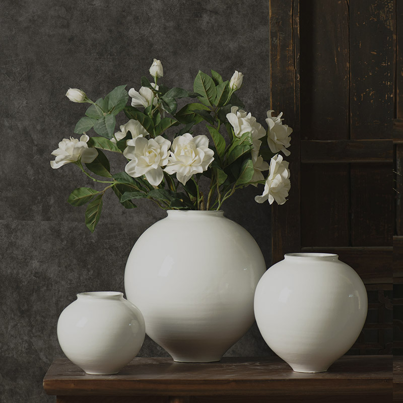 Jingdezhen Handmade Ceramic Creative Retro Vase White Pottery Ornaments Zen Flower Arrangement B&B Decorations Free Shipping