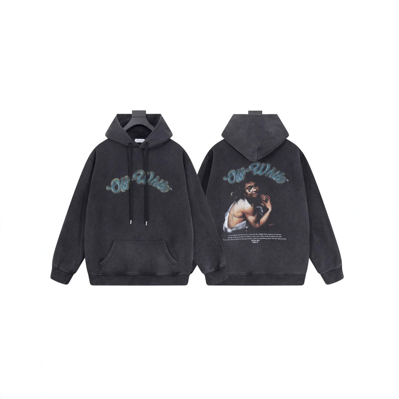 In-Stock Off-White Caravaggio Dionysus Print Washed Vintage Hoodie with All Tags Intact In-Stock Off-White Caravaggio Dionysus Print Washed Vintage Hoodie with All Tags Intact