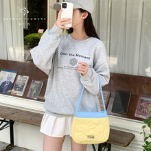 柚夏|2025新款小众设计感撞色手提包马卡龙清新甜美百搭单肩包女S