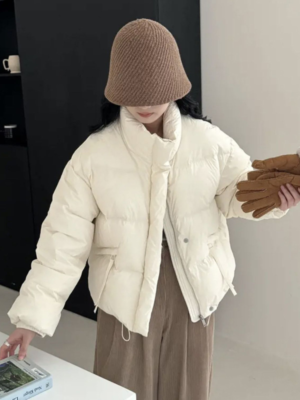 糖果色立领羽绒服女短款2025冬季新款甜美白鸭绒小个子显瘦面包服|undefined