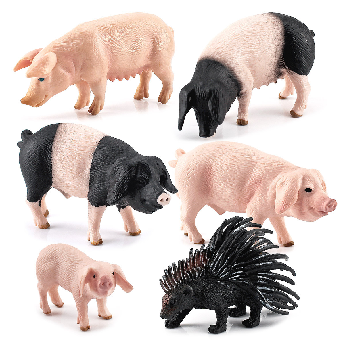 Modelo animal de aves de corral de simulación cognitiva transfronteriza Amazon para niños cerdo negro cerdo granja cerdo decoración juguete de escritorio