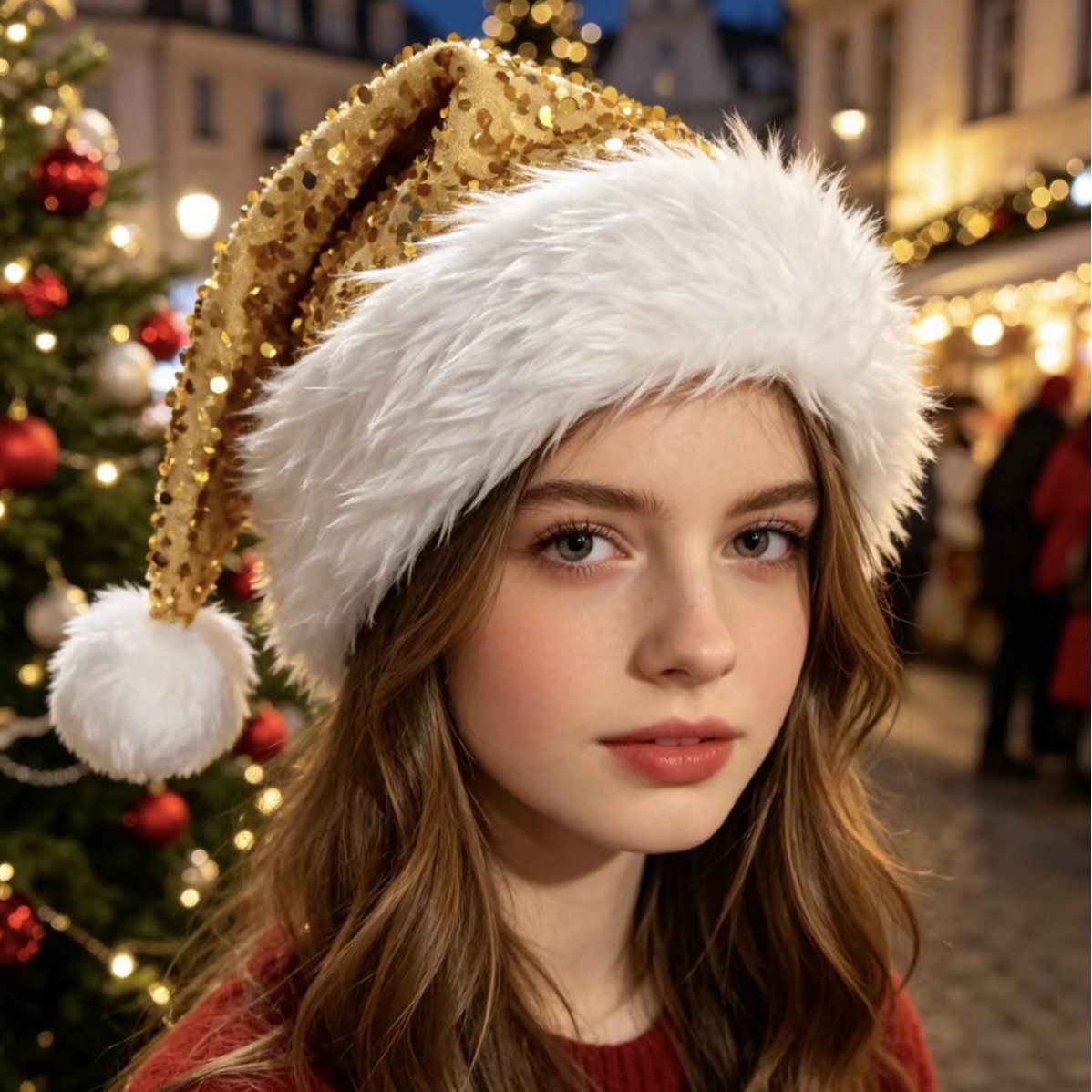 Sombreros de Navidad de origen fabricantes rojos y verdes para adultos y niños para aumentar el grosor largo y corto sombrero de Navidad de peluche image 28
