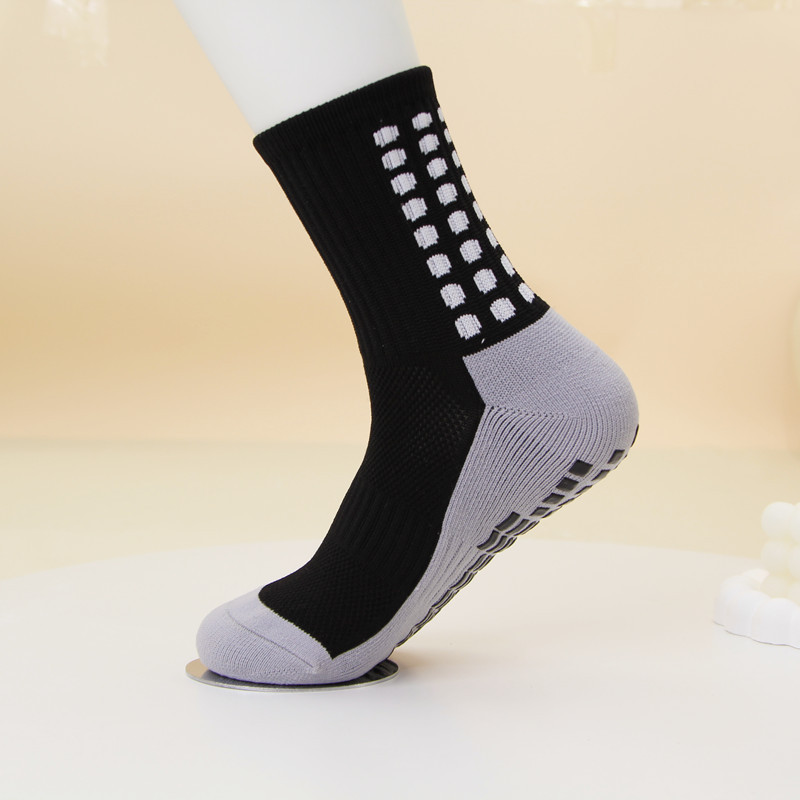 축구 양말 검은 튜브 회색 바닥 1 쌍