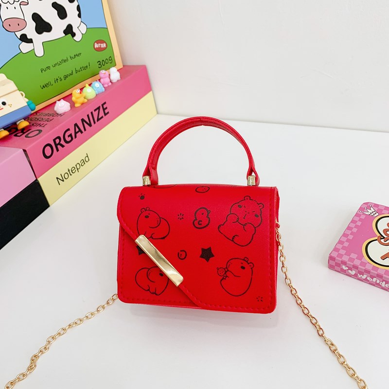 Bolso de hombro para niños y niñas de estilo coreano, bolso de bebé con estampado de estilo occidental lindo de dibujos animados, nuevo mini bolso de cadena para niños