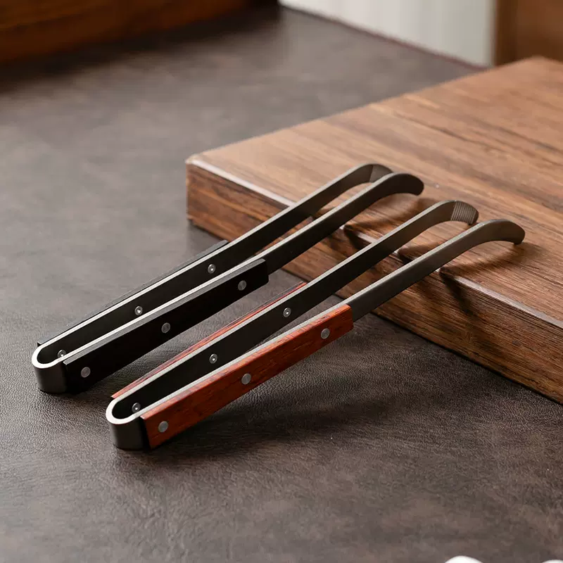 纯钛茶夹家用高档实木茶叶夹子功夫茶道配件茶杯夹子镊子泡茶工具