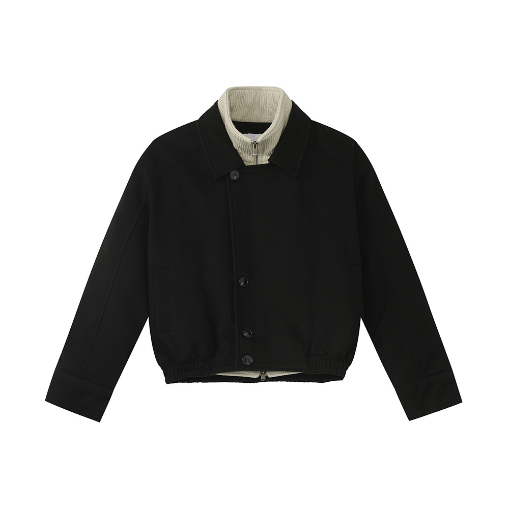 MTLCLOTHES Hombres| Coreano corto color de contraste falso empalme dos piezas de algodón de cuello alto rango ropa de algodón casual de alta calidad