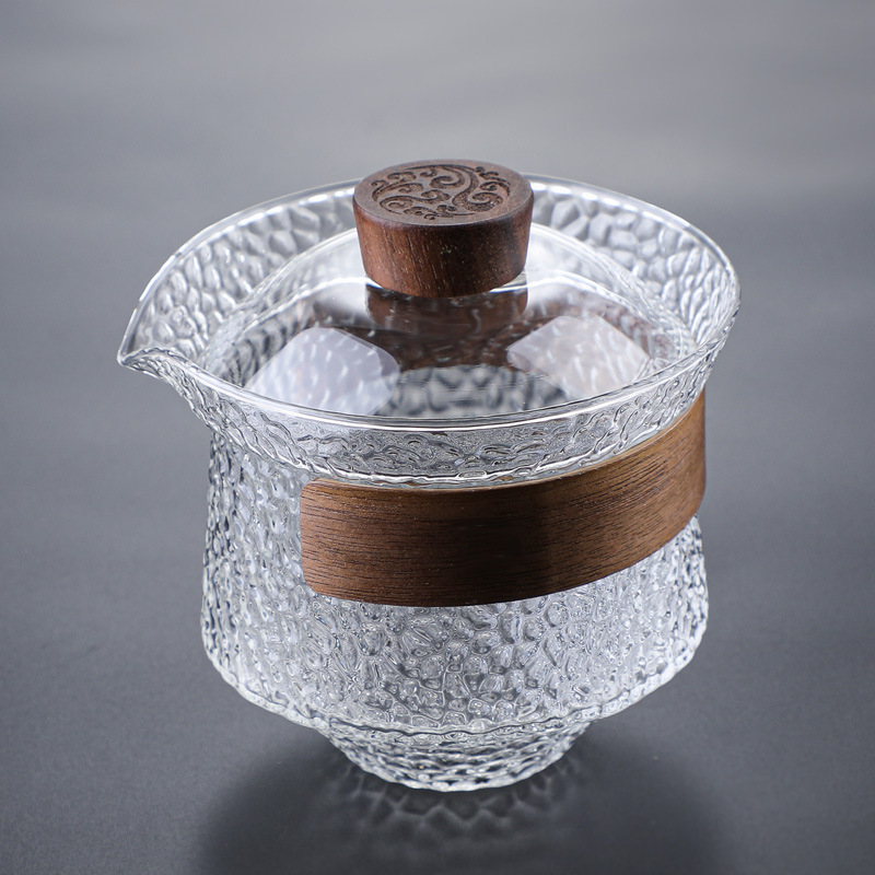 Glass Cover Teacup Kung Fu Tea Set Thickened Transparent Teapot Handmade Large Tea Ceremony Twilight Cover Bowl