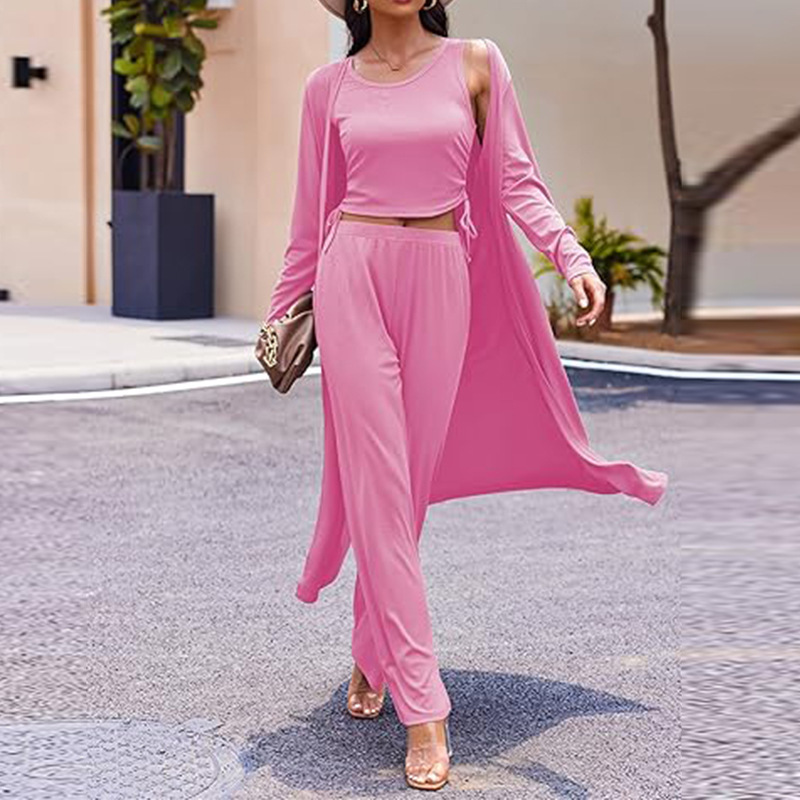 Autumn 2024 Amazon Europe and America New Women's Casual Home Pajamas Long Sleeve Cardigan Top Pants Pocket suit