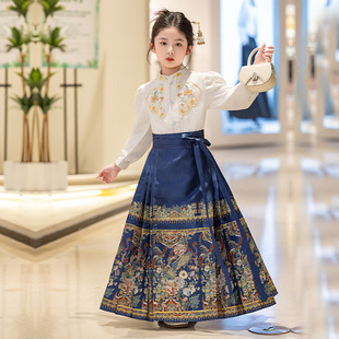 Hanfu girls 2025 summer new little girl new Chinese high-end one-piece brocade super fairy horse skirt wholesale