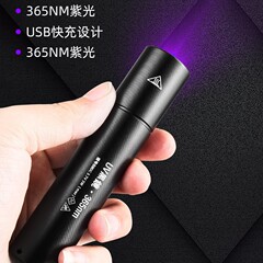 跨境新款365nm紫外线灯玉石纸币鉴定猫藓检测灯紫光uv验钞荧光灯