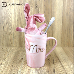 Factory Direct Sales Marble Pattern Ins Style Ceramic Coffee Cup Gold Logo Custom Ceramic Mug Wholesale