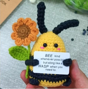 Трансграничный новый ручной шерстяной вязаный цветок пчела-бабочка огурец бант картофель подсолнух горшок