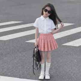 女童夏装套装12-15岁中大童装夏短袖衬衫小女孩洋气裙子新款服装