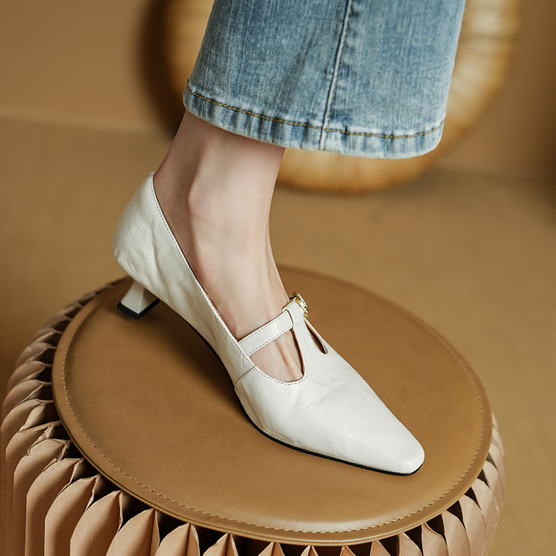 CHIKO Nadal Pointy Toe Kitten Heels T-Strap Shoes