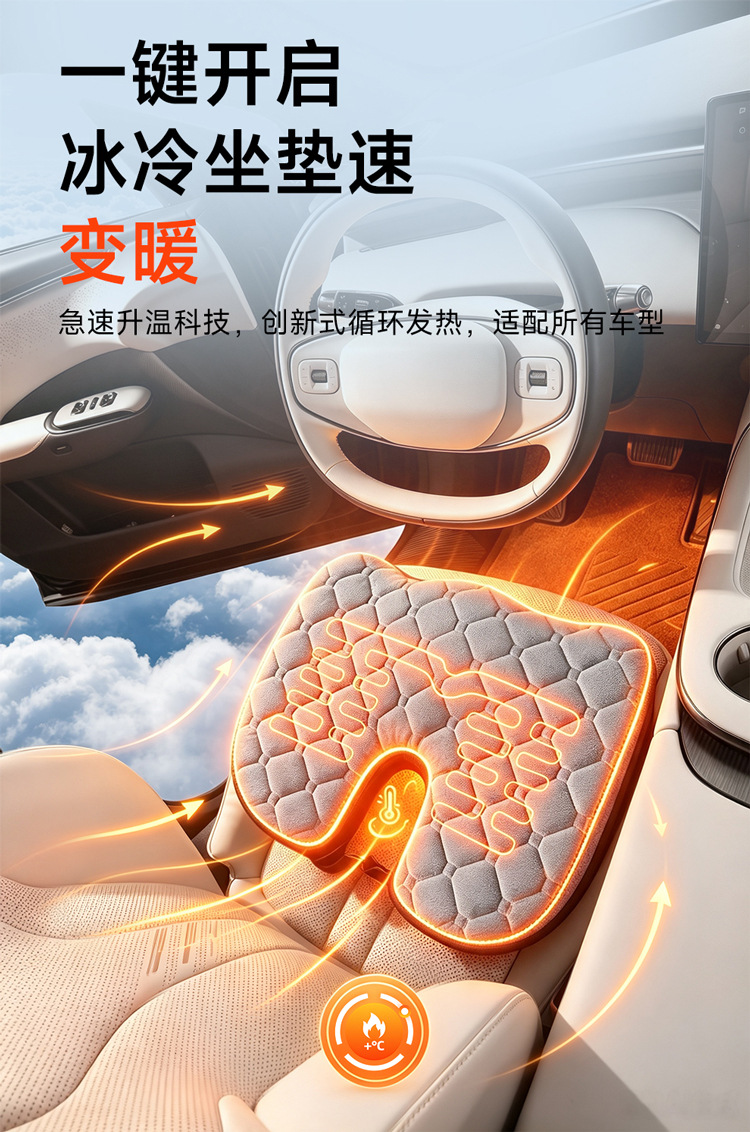 Car seat cushion made of memory foam, slow rebound, non-slip, suitable for long-term sitting, heated car seat cushion, warm plush heated seat cushion for winter