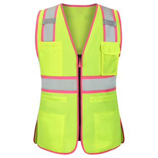 Reflective Vest Wholesale Reflective Clothes Women's Waist Reflective Vest Multi-Pocket Construction Building Night Traffic Hot Stamping