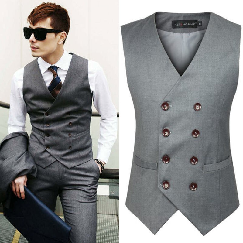 Cross-border e-commerce new autumn casual men's solid color non-iron treatment fashion urban work men's suit vest Cross-border e-commerce new autumn casual men's solid color non-iron treatment fashion urban work men's suit vest