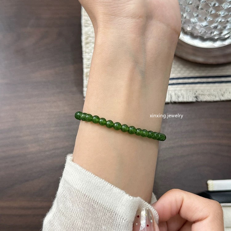 New Product New Chinese Style White Green Chalcedony Beaded Bracelet Niche Accessible Luxury National Style Exquisite Ladies Hand Jewelry