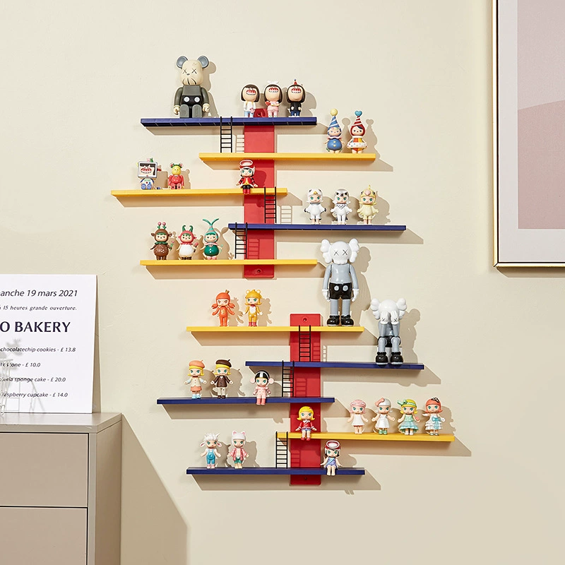Wall-Mounted Minifigure Display Stand, Handmade Mondrian Frame, 63×36.5 cm
