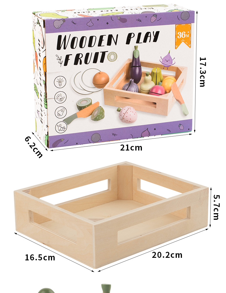 Wooden Early Education Intelligent Simulation 14-piece Tableware Fruit Cutting Play Set Baby Pretend Play Kitchen Toy