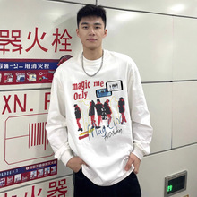 2025秋季新款美式复古小众杂志人影字母设计感休闲宽松短袖t恤男