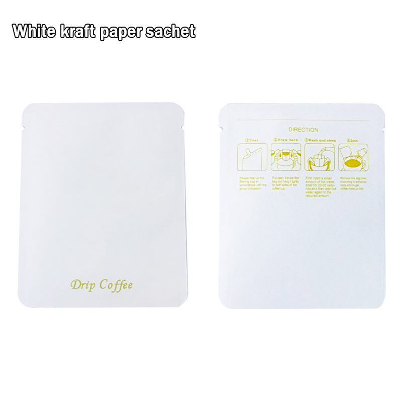 Pla bolsa de oreja sellada de tres lados papel de aluminio de color Chapado en aluminio papel de filtro de café lavado a mano bolsa de embalaje pequeña al por mayor