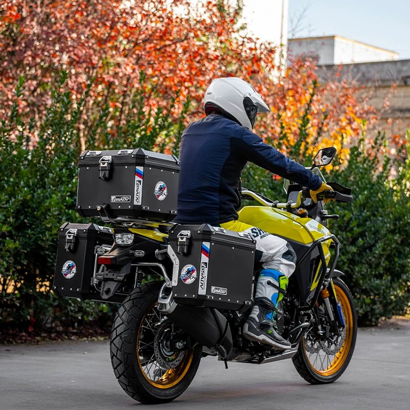 GSADV подходит для Suzuki V-Strom 800DE: трёхящичный задний кофр/кейс, защитные части, алюминиевый сплав, нержавеющая сталь