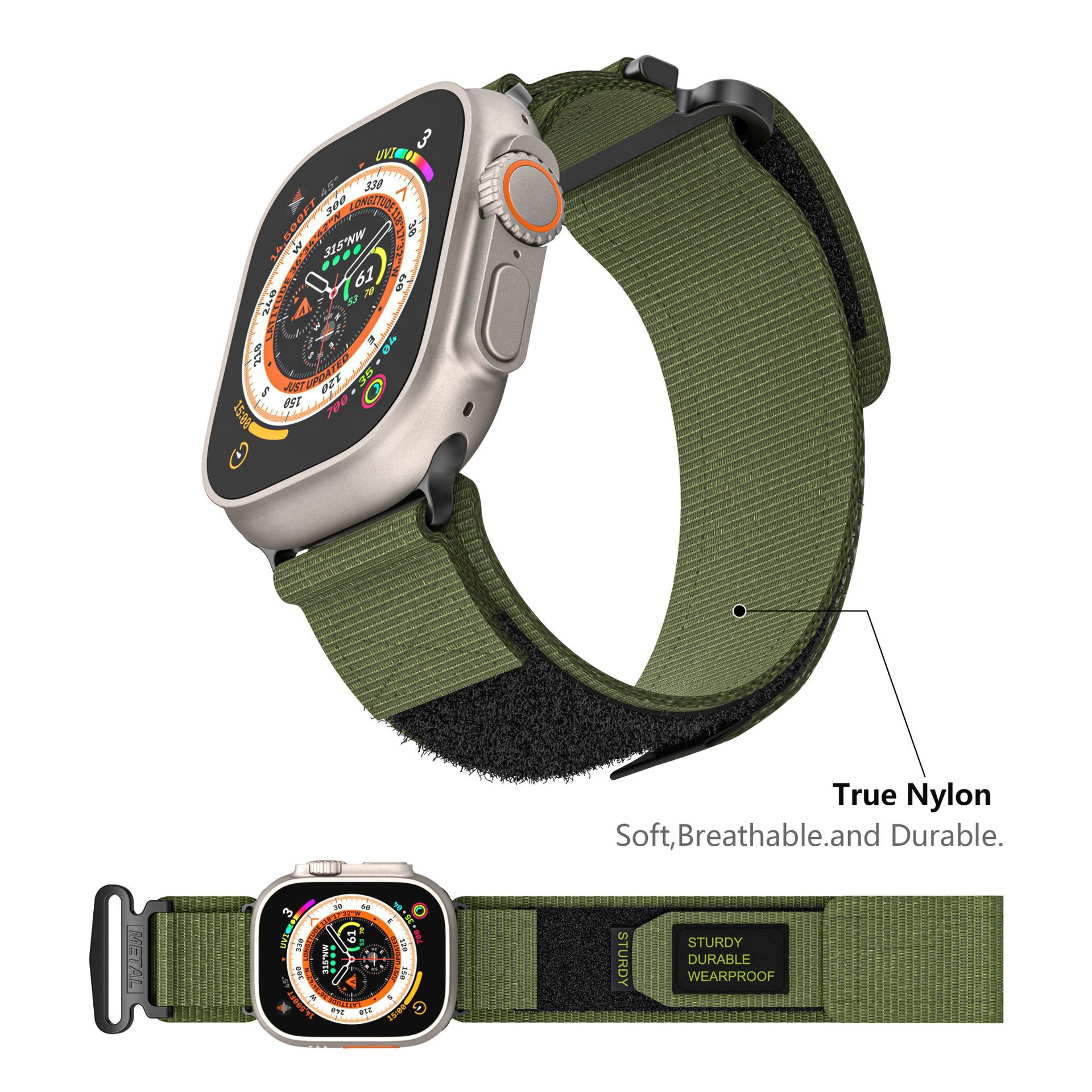 Adecuado para applewatch1-8 Apple montaña lazo Correa montañismo nylon lona deportes correa de velcro