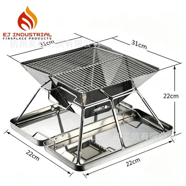 Folding barbecue grill for outdoor camping, stainless steel portable picnic camping grill, home use barbecue rack