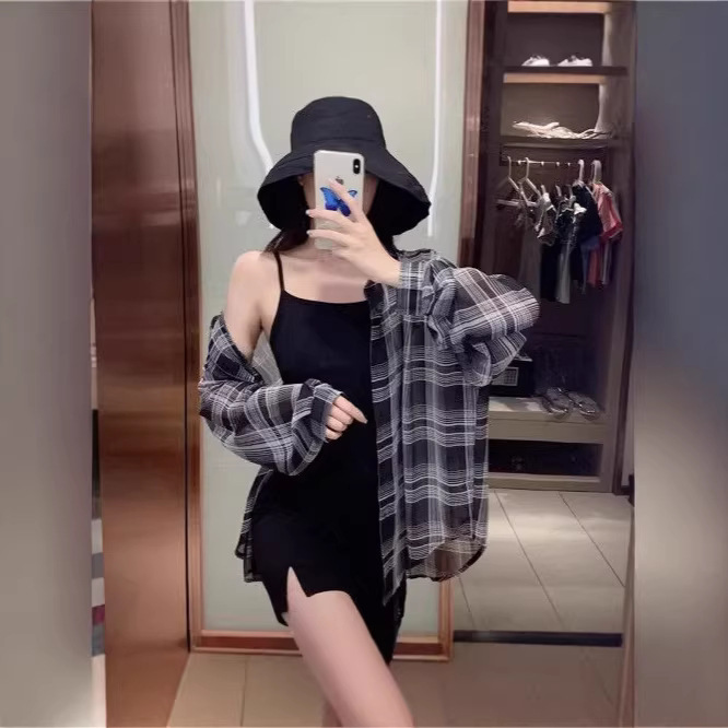 Plaid Shirt for Women 2026 Spring and Summer New Style Loose Retro Outerwear Long-Sleeved Sun Protection Top Cardigan Jacket