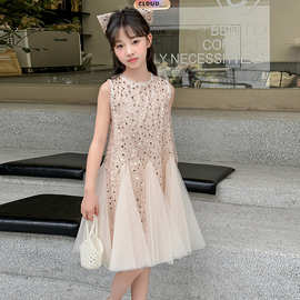 女童2026无袖连衣裙夏季儿童公主裙子纱裙礼服宝宝公主风裙子
