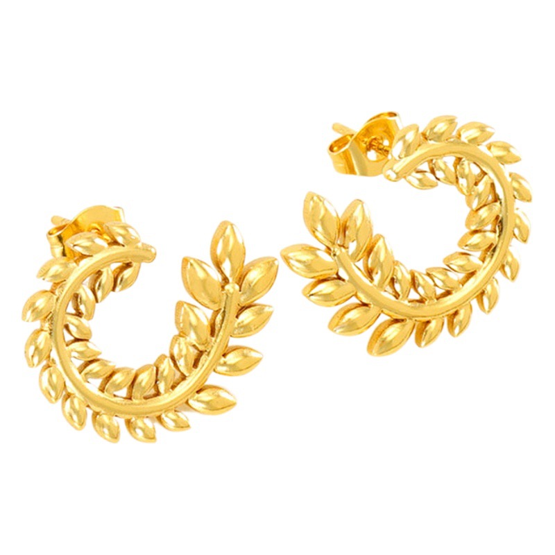 Nuevo europeo y americano de alto grado de diseño de nicho de trigo pendientes de oreja de moda exquisita Luz de lujo de acero inoxidable pendientes al por mayor